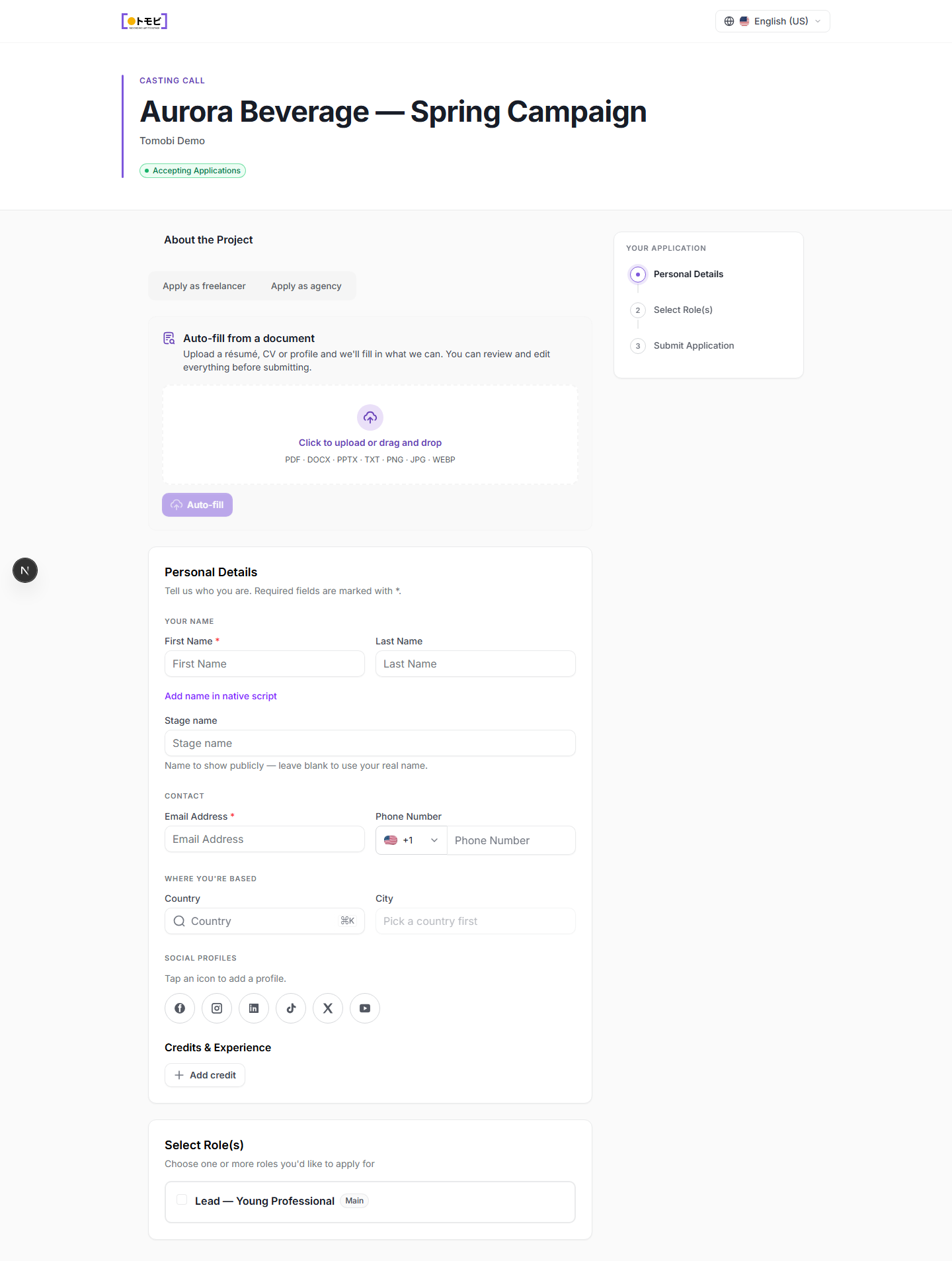 Apply form